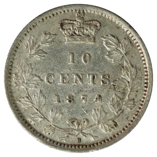 1874H Canada 10-cents Extra Fine (EF40) Scratched, marks, or impaired