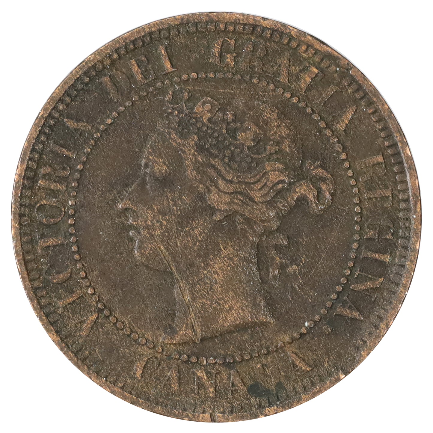 1886 Obv. 1a Canada 1-cent Very Fine (VF20) Scratched, marks, or impaired