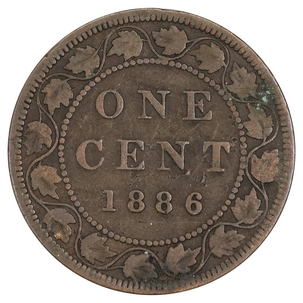 1886 Obv. 2 Canada 1-cent VG-F (VG10) Scratched, marks, or impaired
