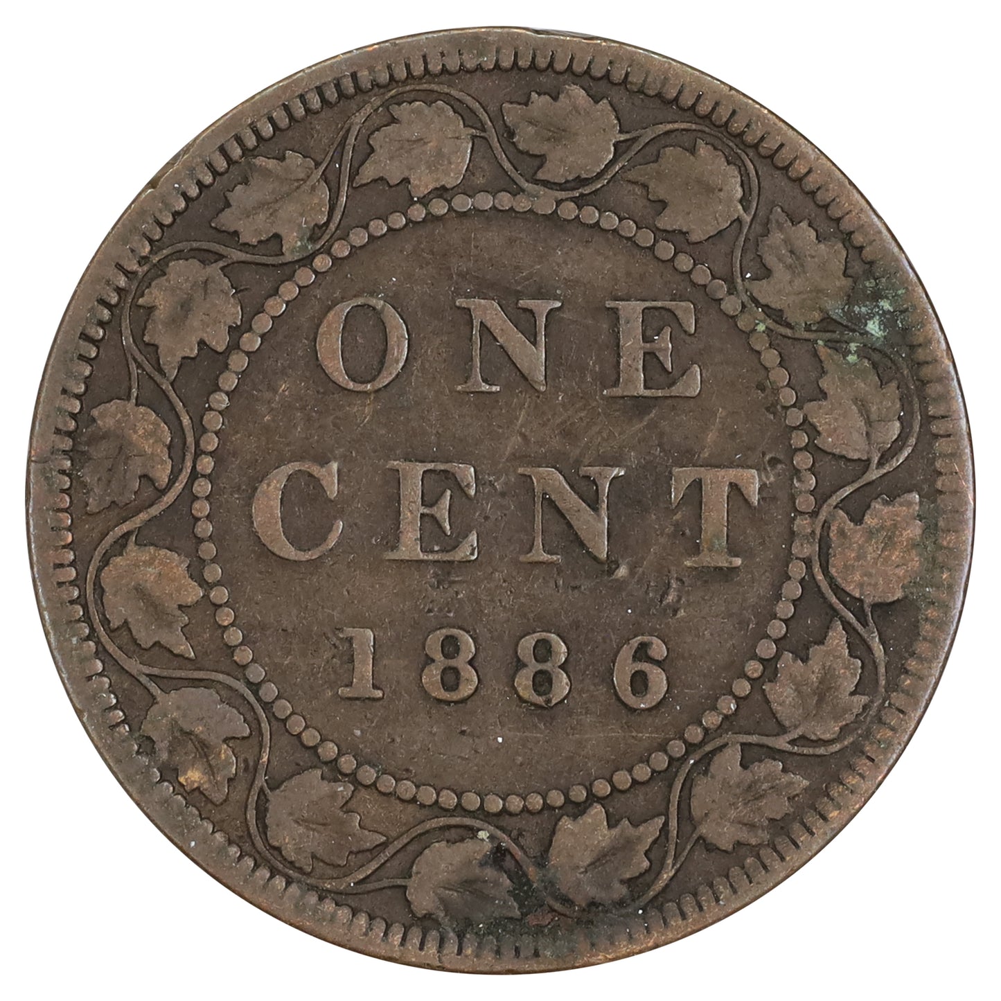 1886 Obv. 2 Canada 1-cent VG-F (VG10) Scratched, marks, or impaired
