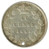1881H Obv. 2 Canada 10-cents Very Fine (VF-20) Holed