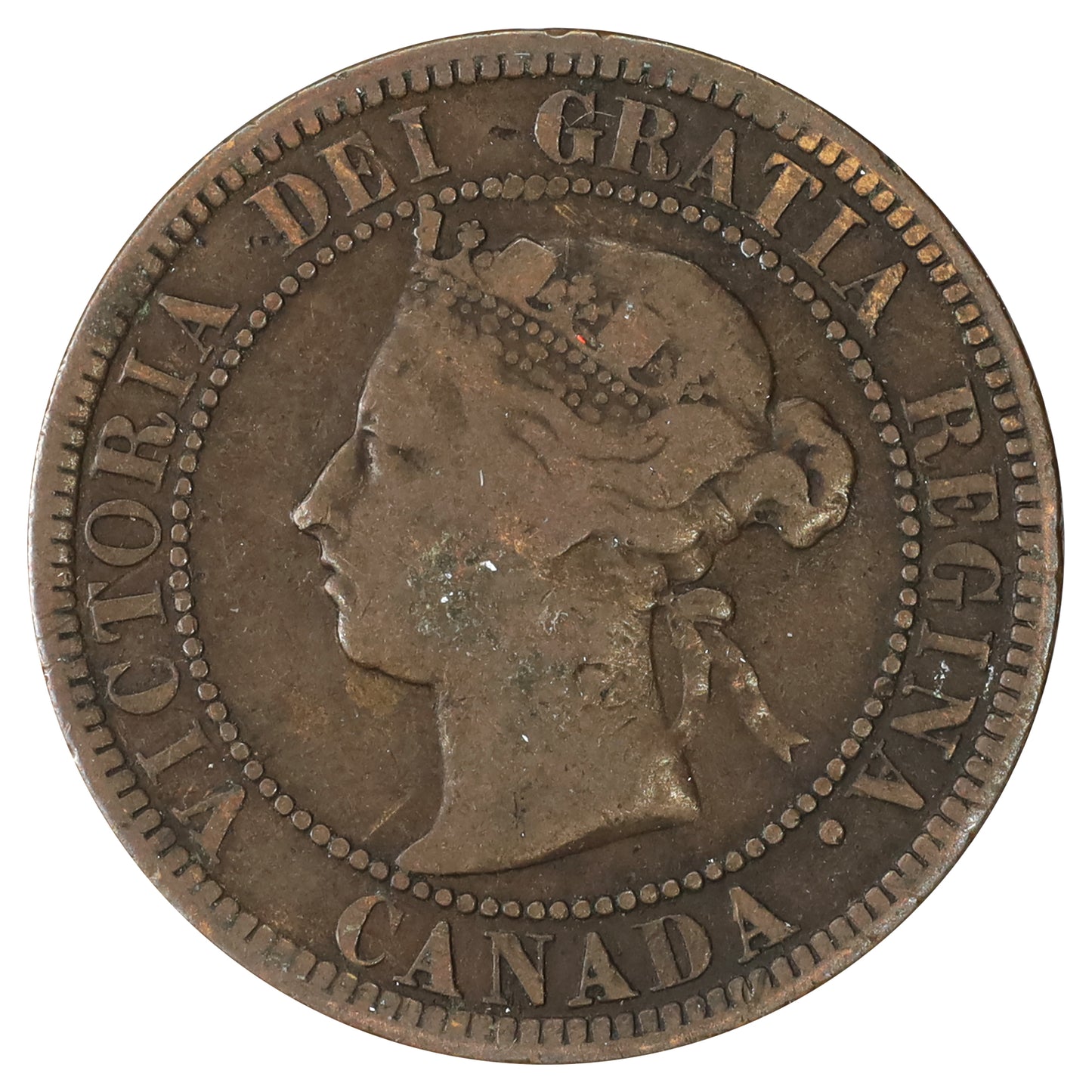 1886 Obv. 2 Canada 1-cent VG-F (VG10) Scratched, marks, or impaired