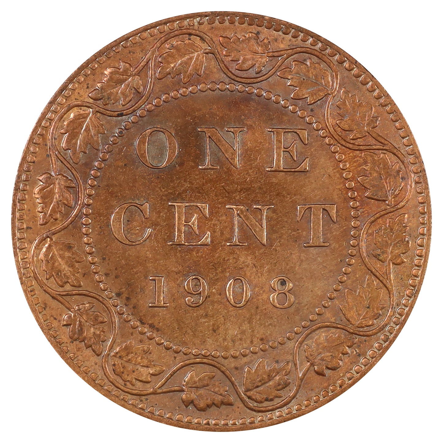 1908 Canada 1-cent Brilliant Uncirculated (MS63) Toned