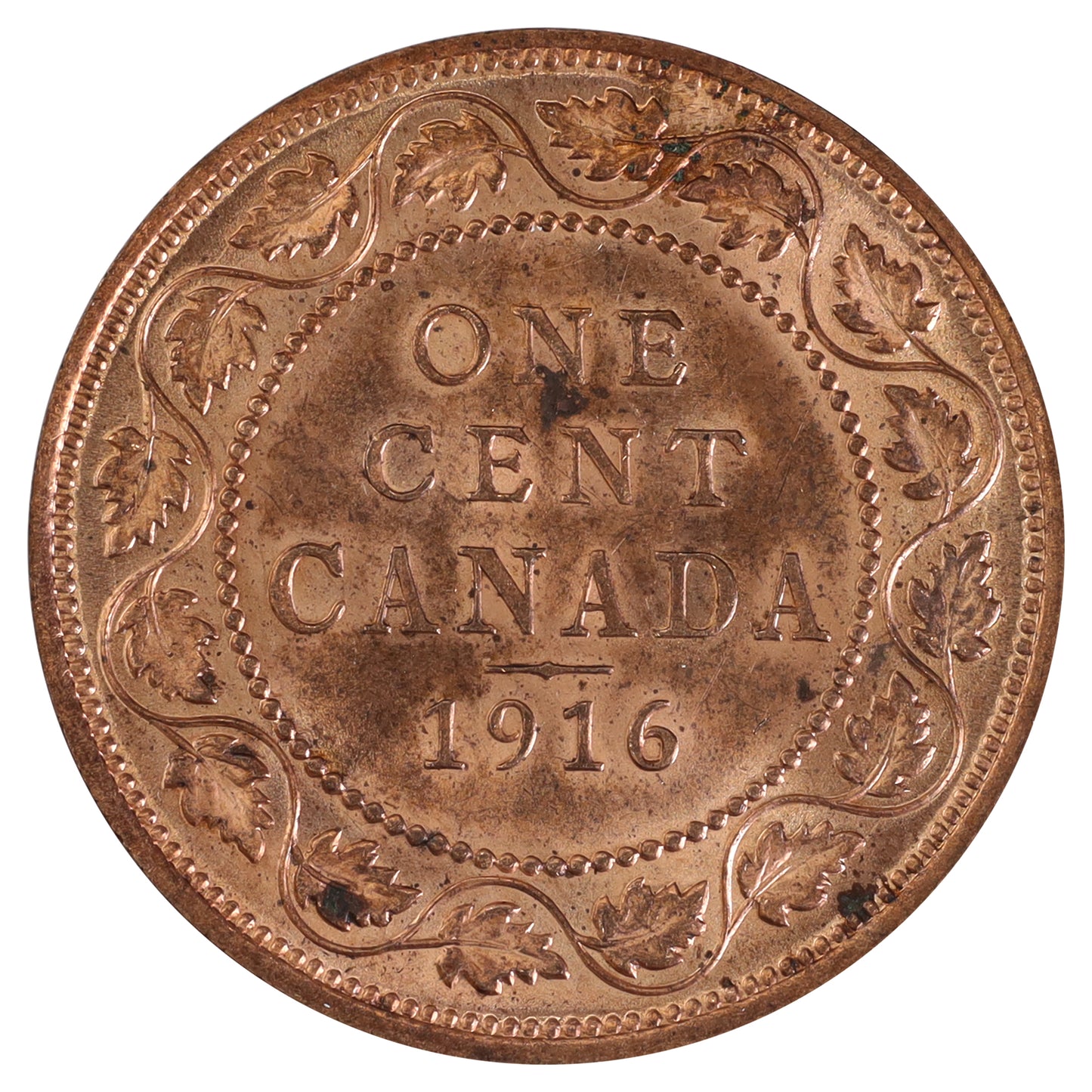 1916 Canada 1-cent Choice Brilliant Uncirculated (MS64) Toned