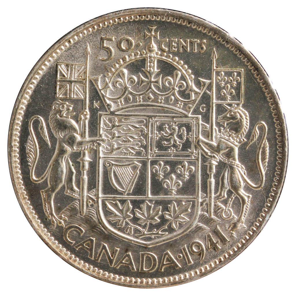 1941 Canada 50-cents Brilliant Uncirculated (MS-63) Rubbed