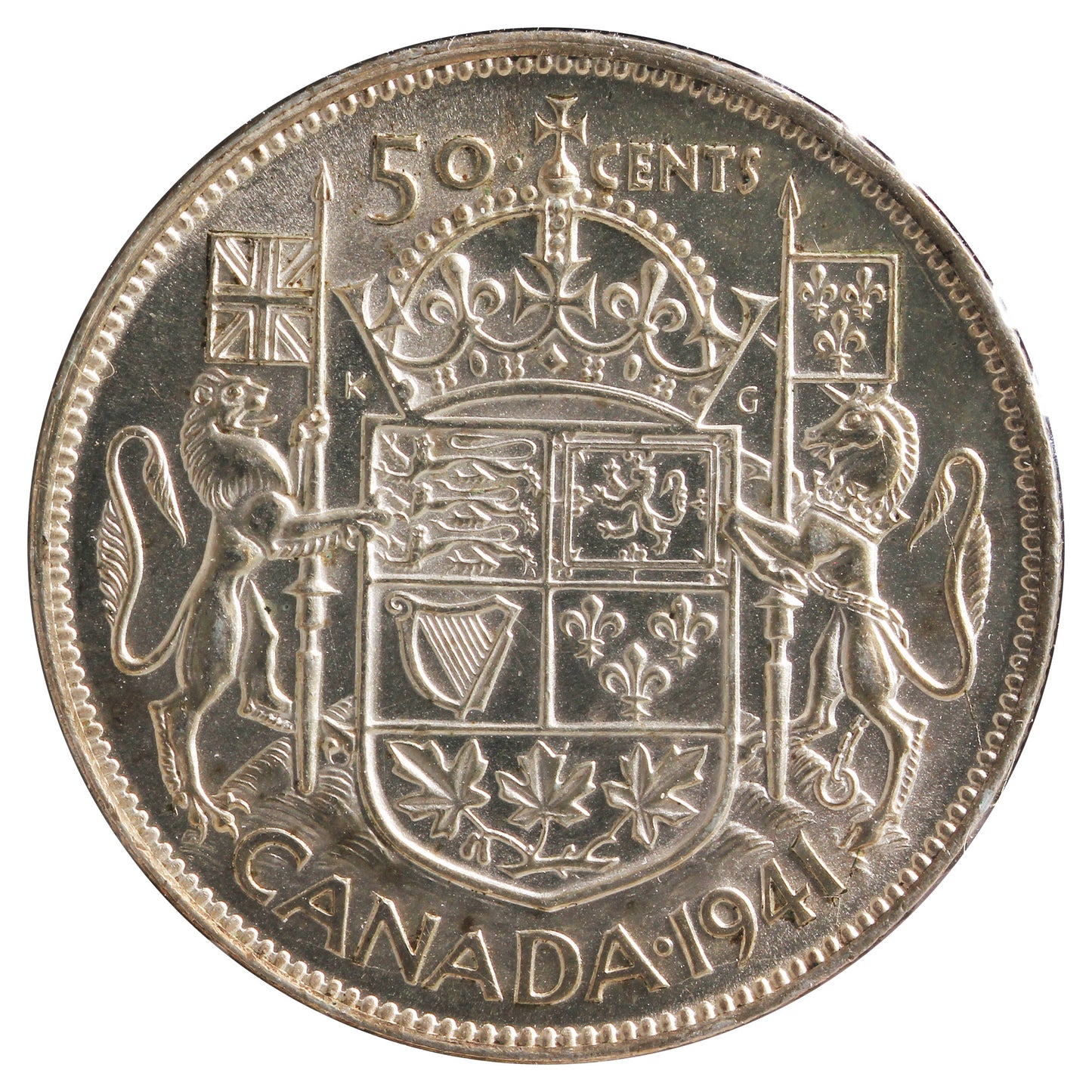1941 Canada 50-cents Brilliant Uncirculated (MS-63) Rubbed