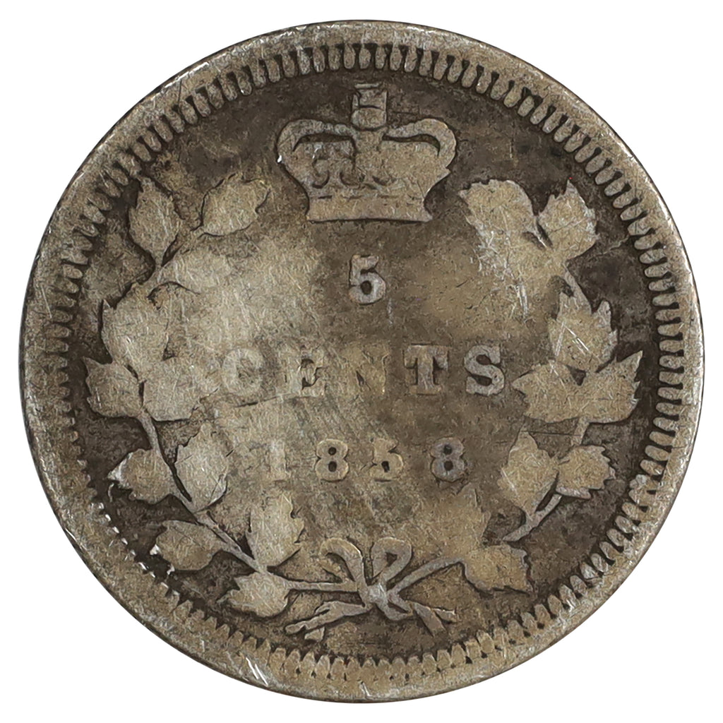 1858 Small Date Canada 5-cents Good (G4) Scratched, marks, or impaired