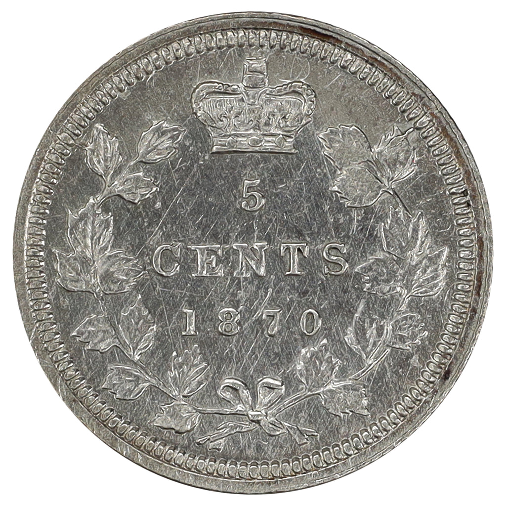 1870 Wide Rim Canada 5-cents EF-AU (EF45) Scratched, marks, or impaired