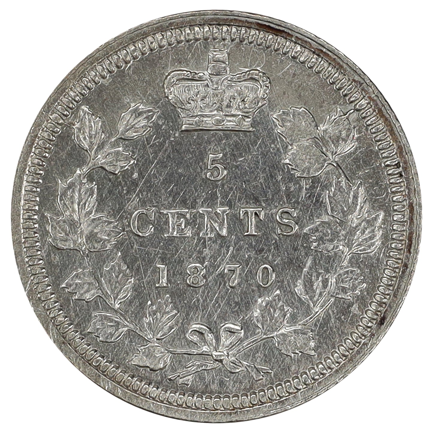 1870 Wide Rim Canada 5-cents EF-AU (EF45) Scratched, marks, or impaired