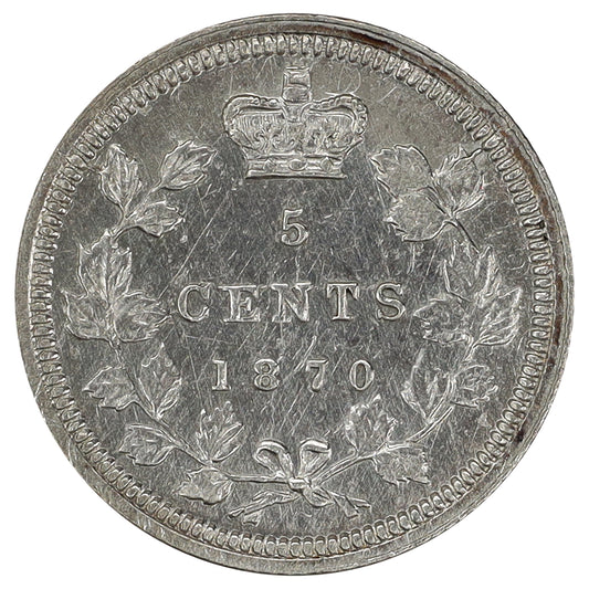 1870 Wide Rim Canada 5-cents EF-AU (EF45) Scratched, marks, or impaired
