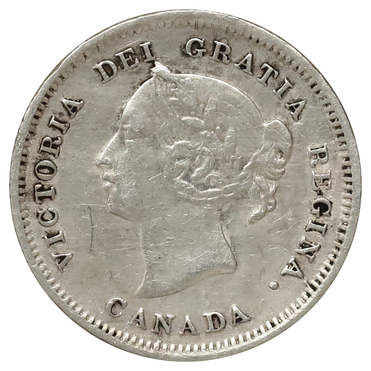 1880H Obv. 3 Canada 5-cents VF-EF (VF30) Scratched, marks, or impaired
