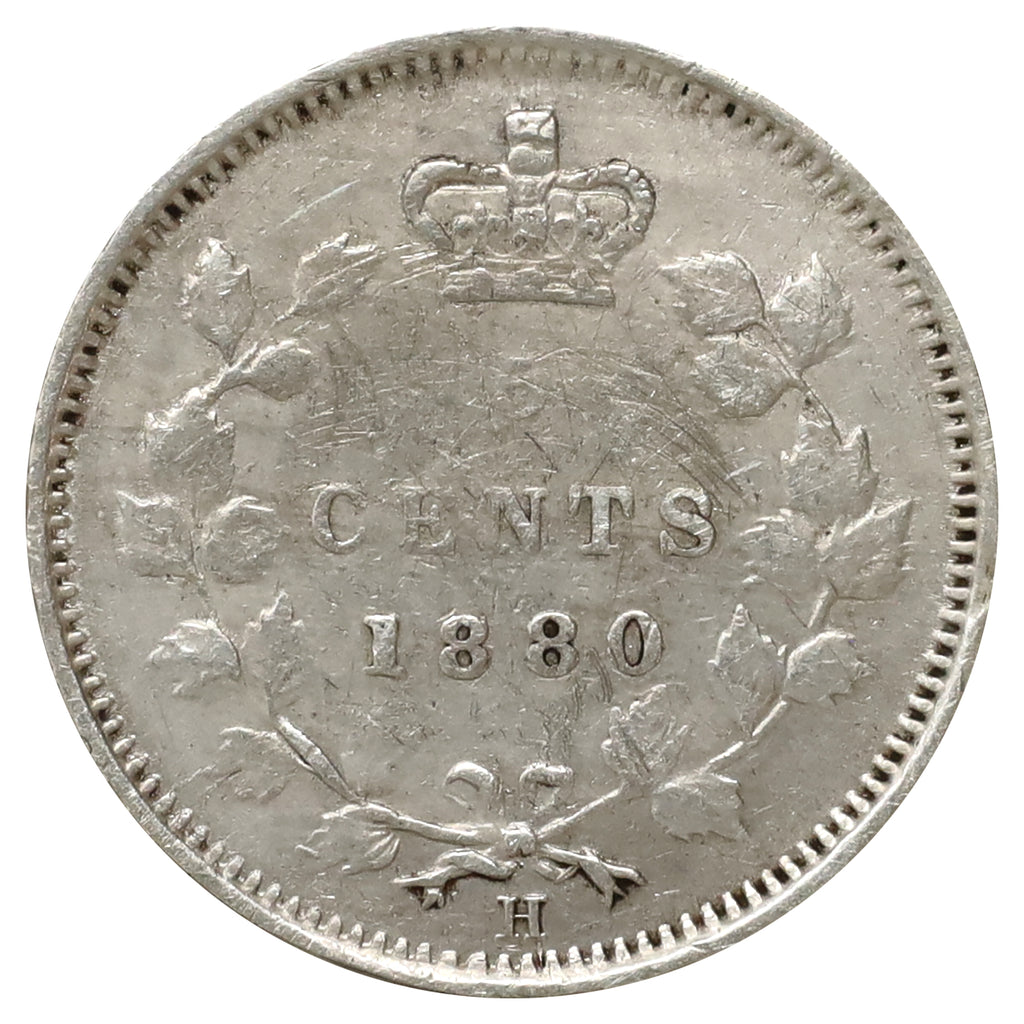 1880H Obv. 3 Canada 5-cents VF-EF (VF30) Scratched, marks, or impaired