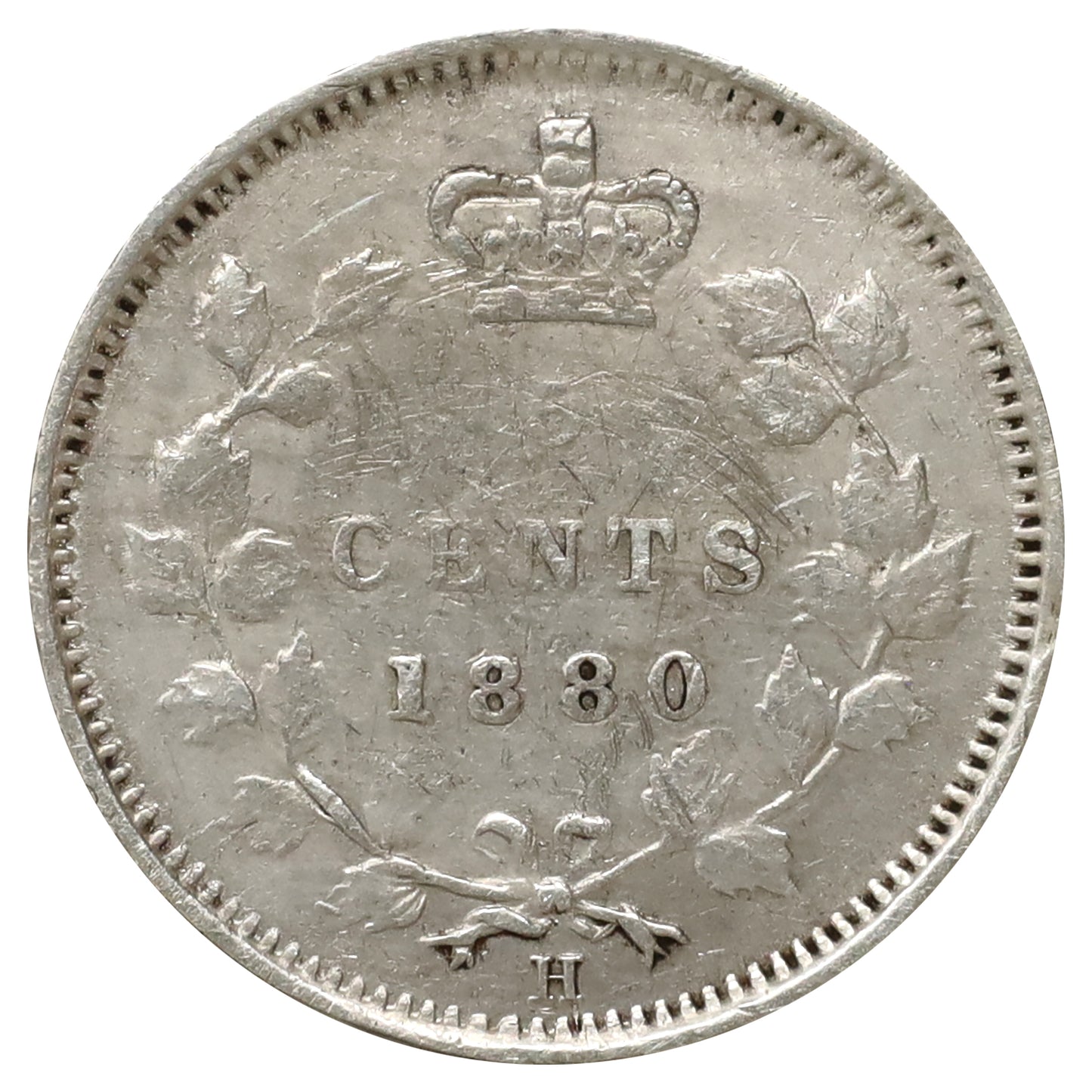 1880H Obv. 3 Canada 5-cents VF-EF (VF30) Scratched, marks, or impaired