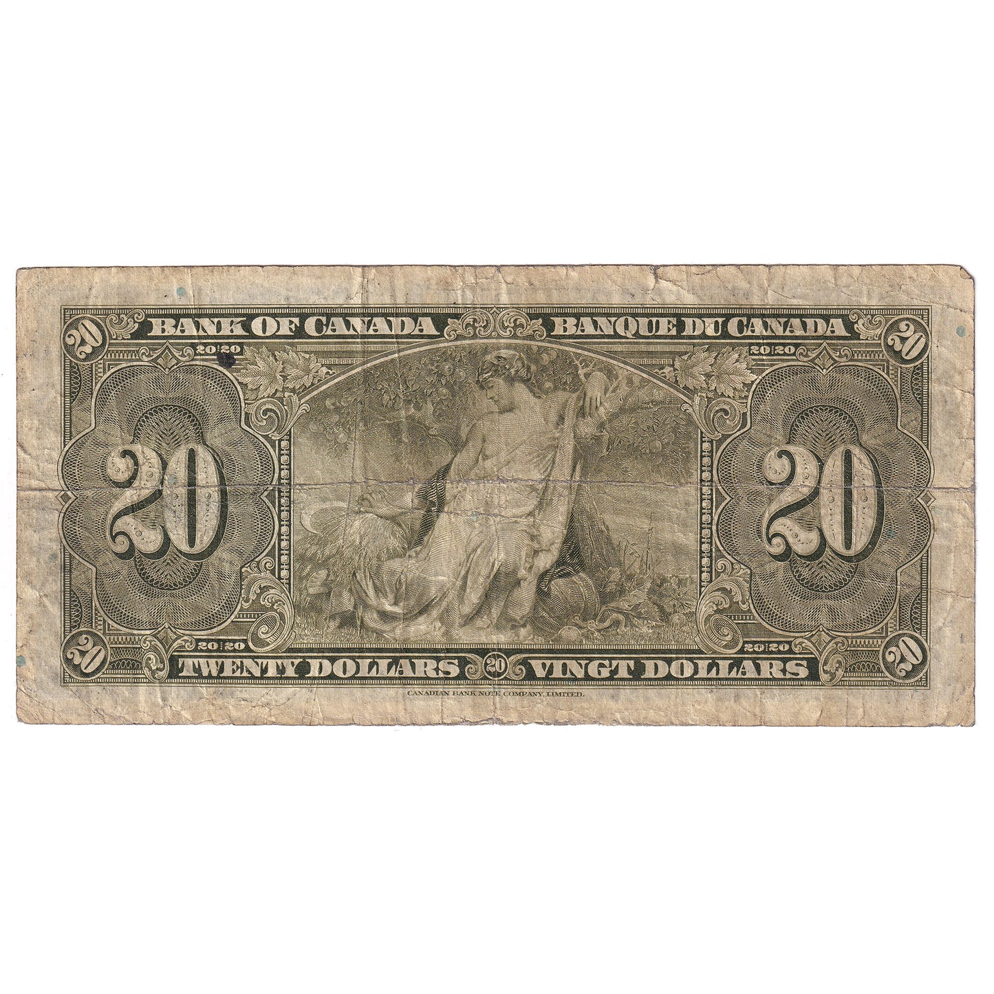 BC-25a 1937 Canada $20 Osborne-Towers, A/E, VG-F (Tear)