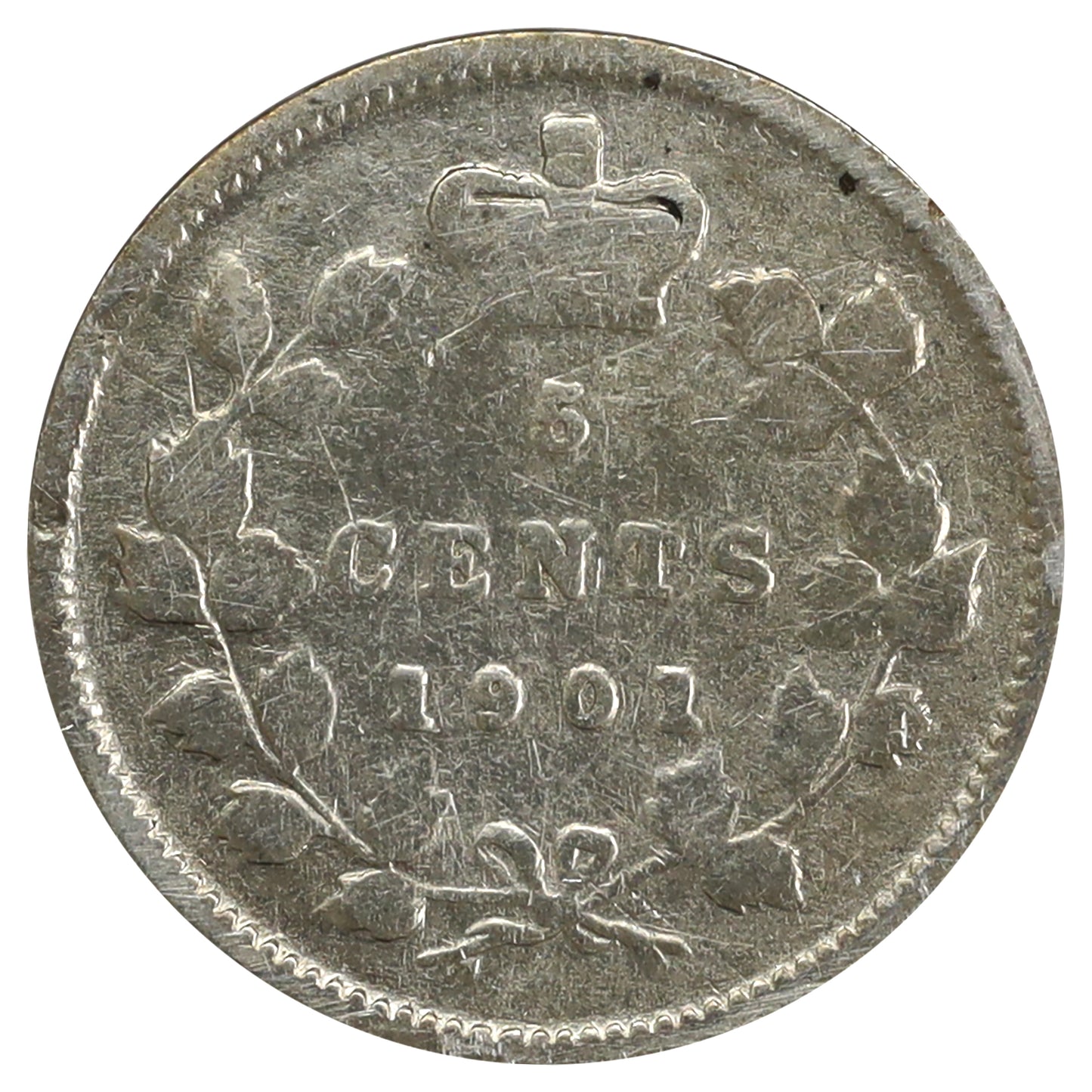 1901 Canada 5-cents Very Good (VG8) Scratched, marks, or impaired
