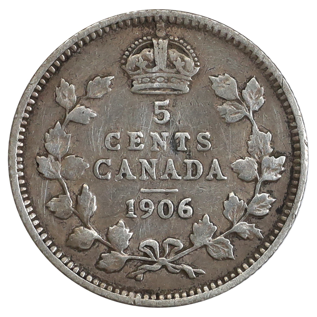 1906 Canada 5-cents Fine (F12) Scratched, marks, or impaired