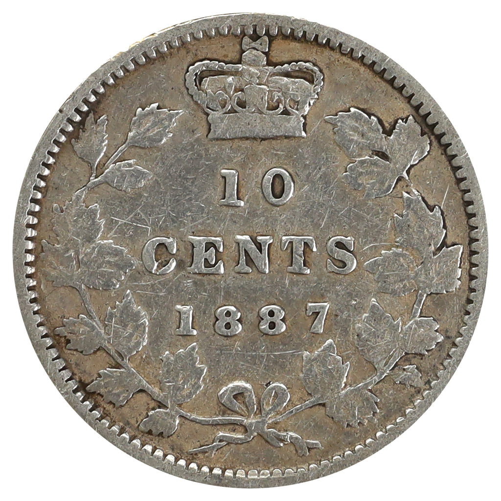 1887 Canada 10-cents Fine (F12) Scratched, marks, or impaired