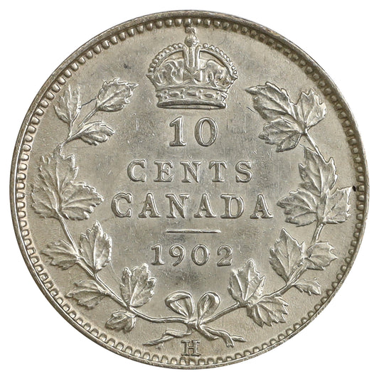 1902H Canada 10-cents AU-UNC (AU50) Scratched, marks, or impaired