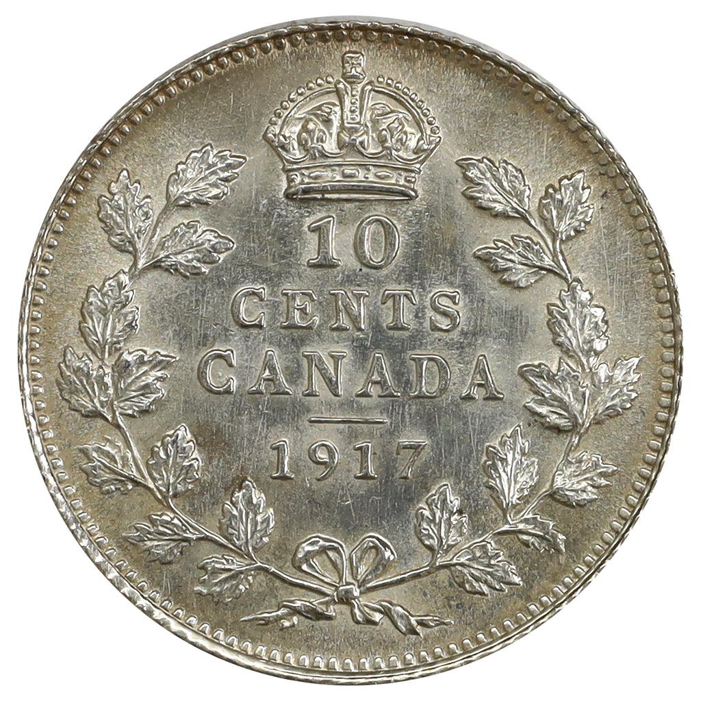 1917 Canada 10-cents Brilliant Uncirculated (MS63) Scratched, marks, or impaired