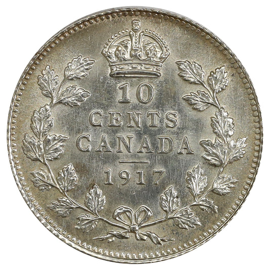 1917 Canada 10-cents Brilliant Uncirculated (MS63) Scratched, marks, or impaired