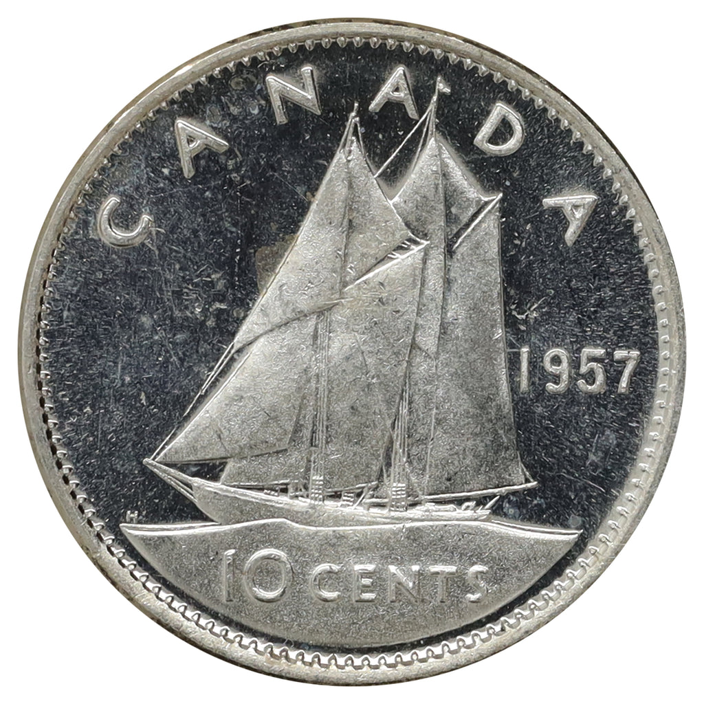 1957 Canada 10-cents Choice Brilliant Uncirculated (MS64) Toned