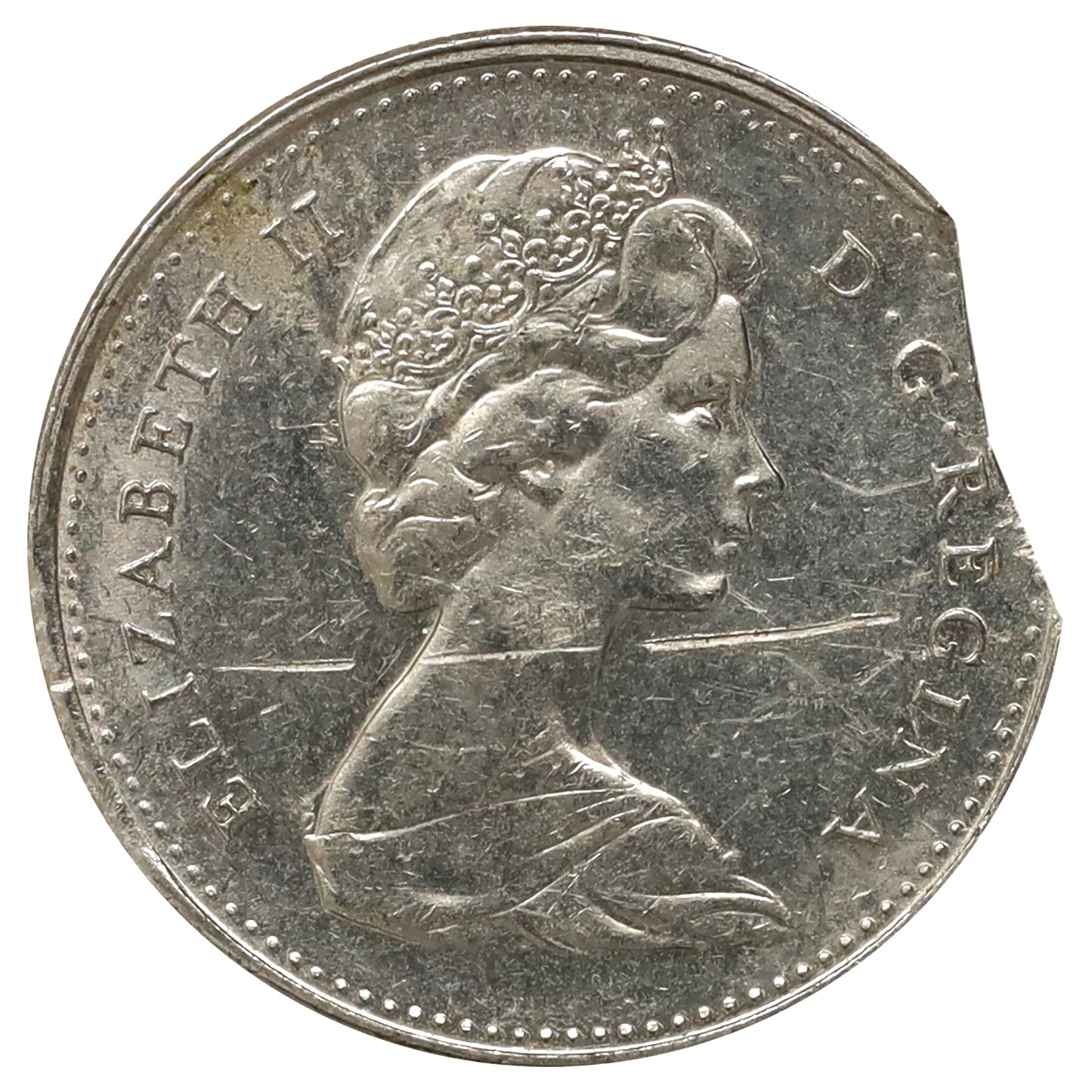 ERROR Clipped Planchet 1969 Canada 10-cents