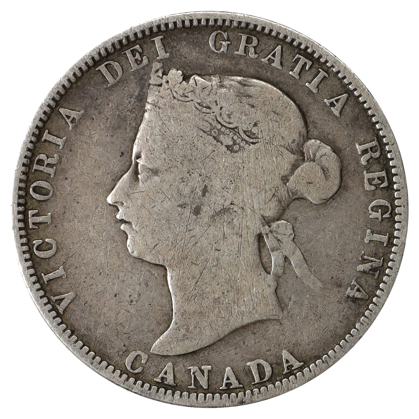 1875H Canada 25-cents Very Good (VG8) Scratched, marks, or impaired