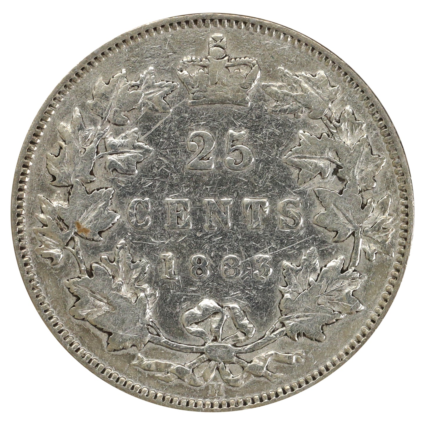 1883H Canada 25-cents F-VF (F12) Scratched, marks, or impaired