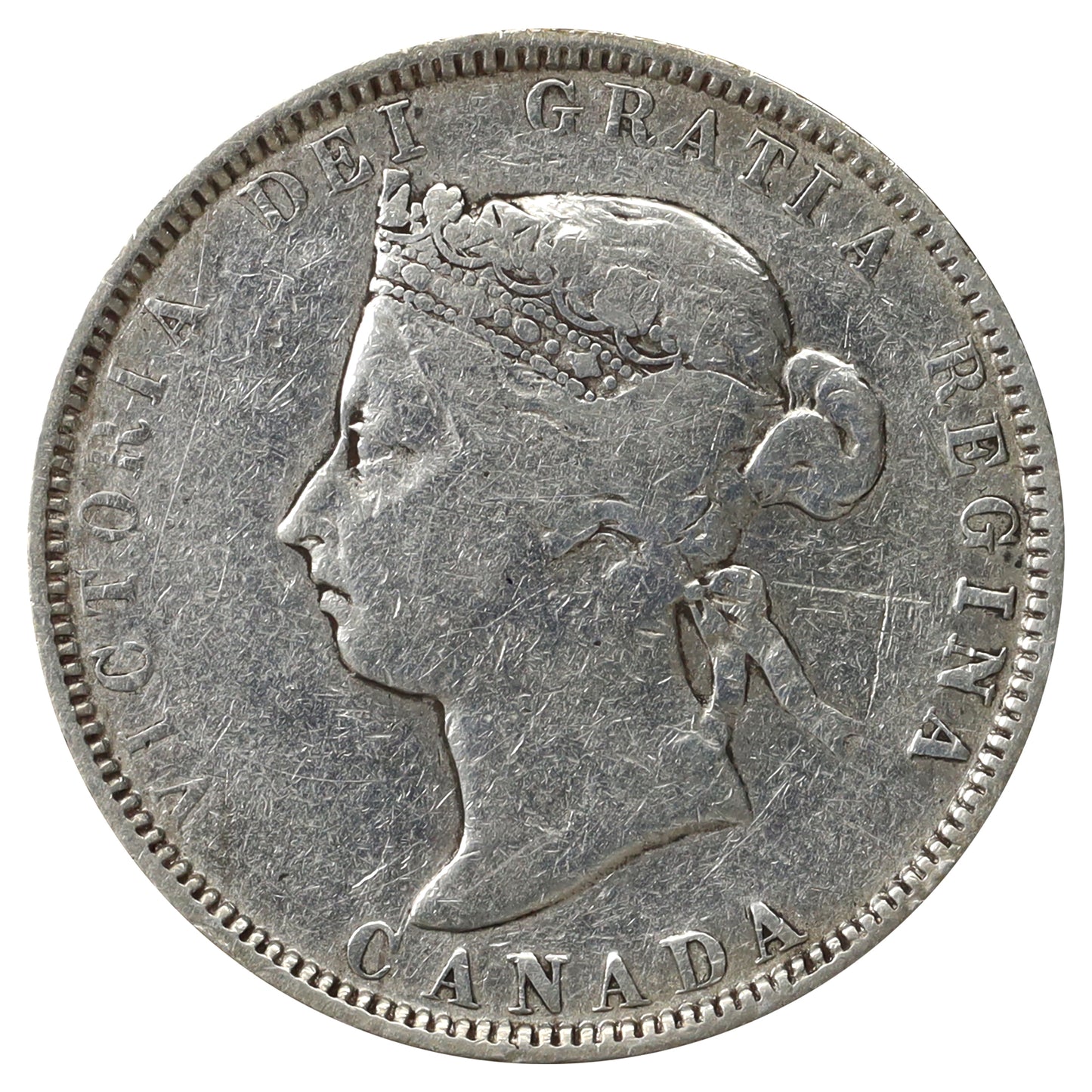 1883H Canada 25-cents F-VF (F12) Scratched, marks, or impaired