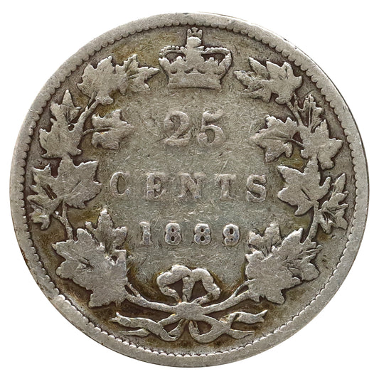 1889 Canada 25-cents Good (G4) Scratched, marks, or impaired