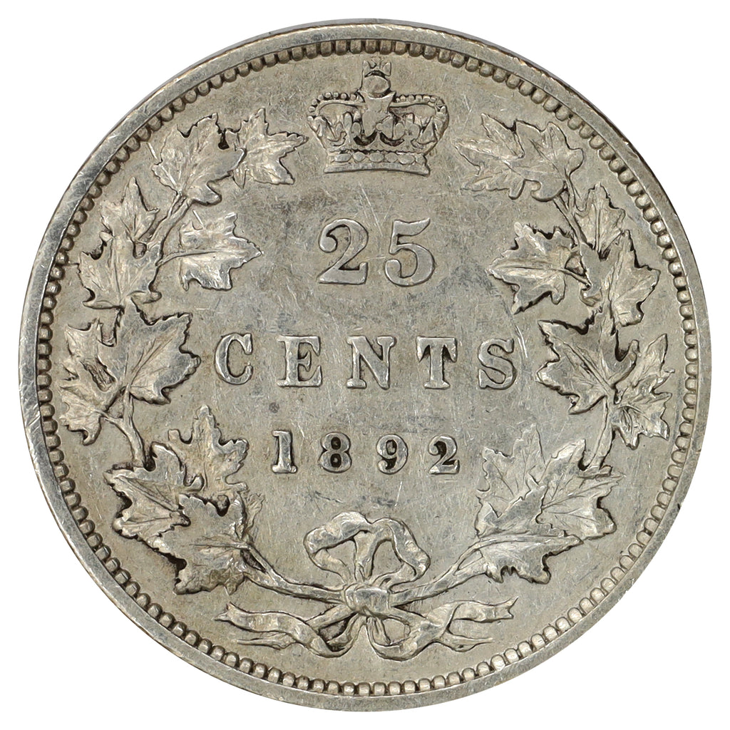 1892 Canada 25-cents F-VF (F15) Scratched, marks, or impaired
