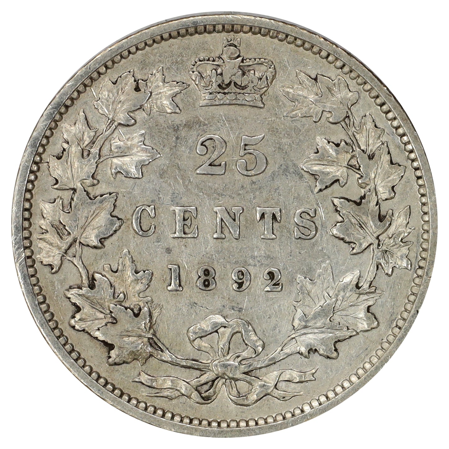 1892 Canada 25-cents F-VF (F15) Scratched, marks, or impaired