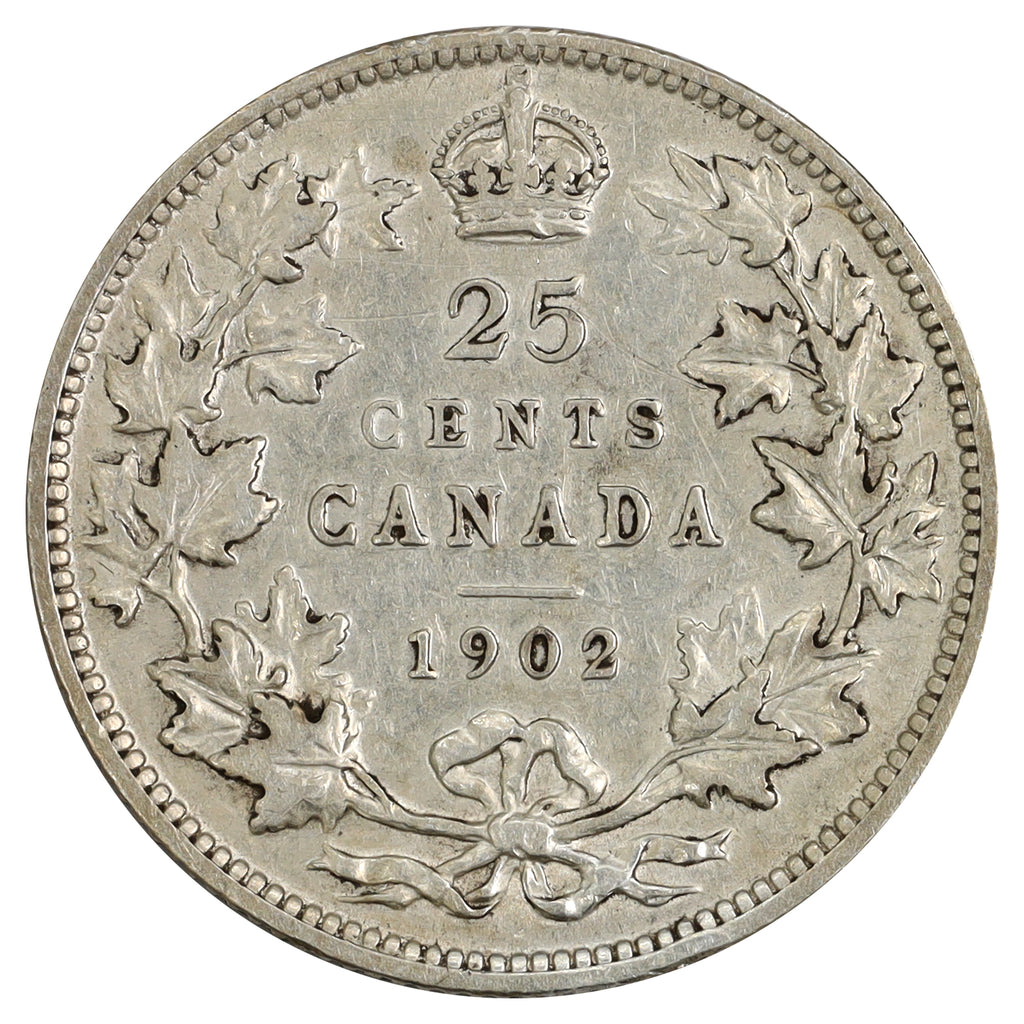 1902 Canada 25-cents Very Fine (VF20) Scratched, marks, or impaired