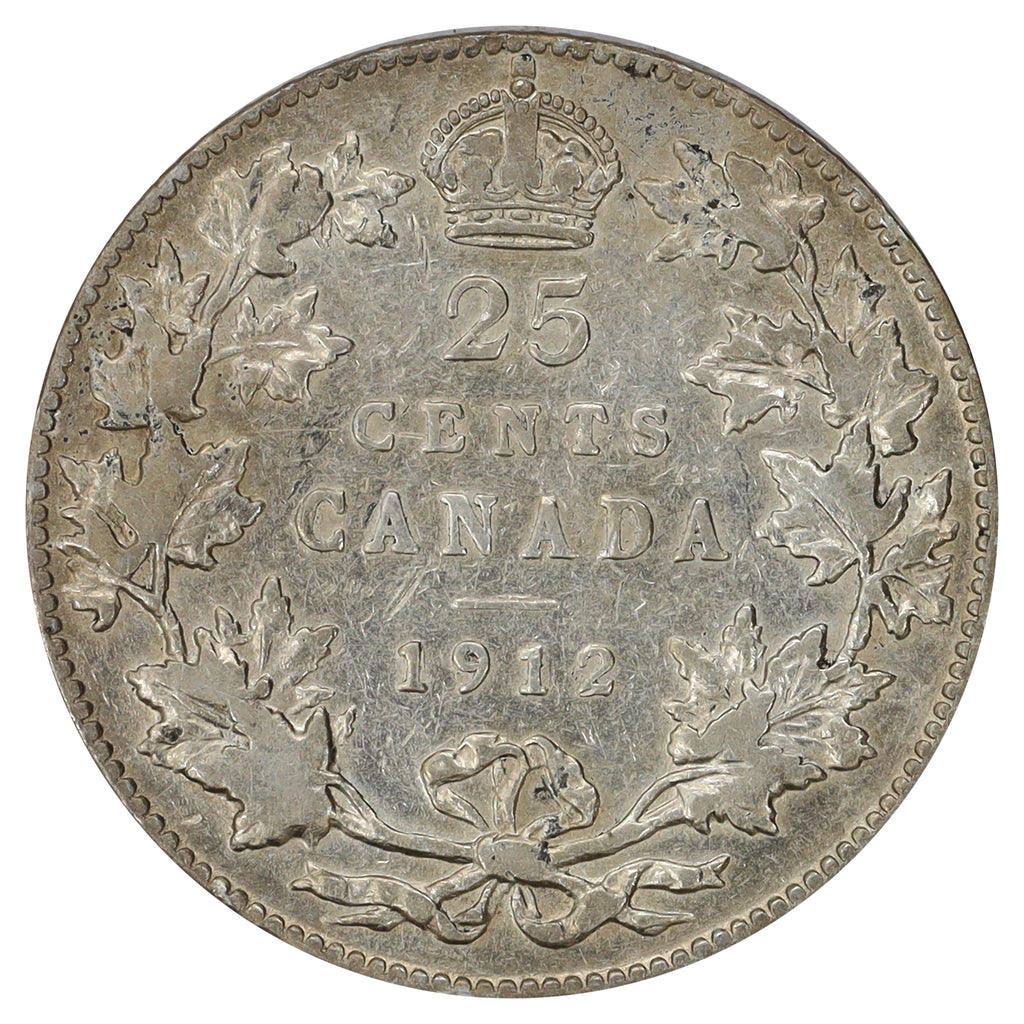 1912 Canada 25-cents Fine (F12) Scratched, marks, or impaired