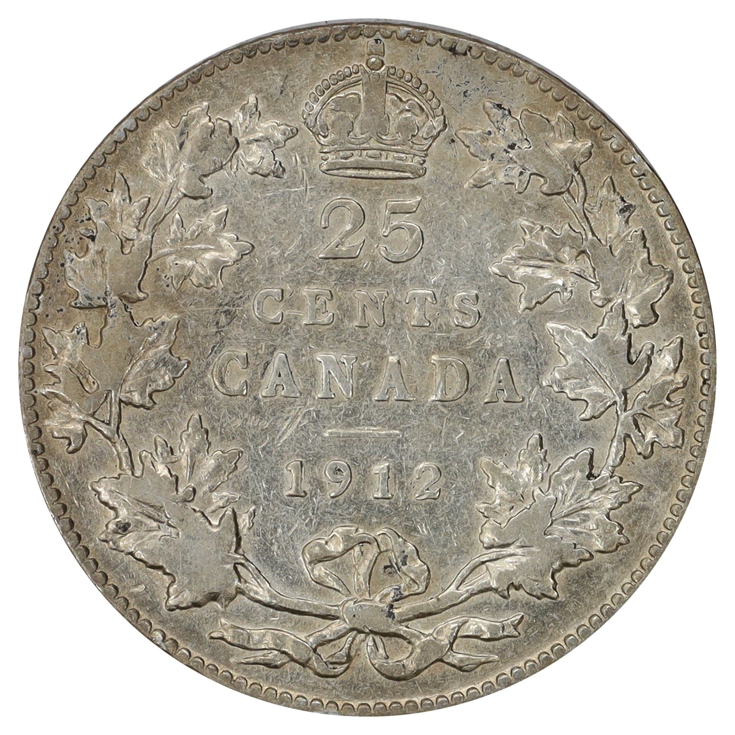 1912 Canada 25-cents Fine (F12) Scratched, marks, or impaired