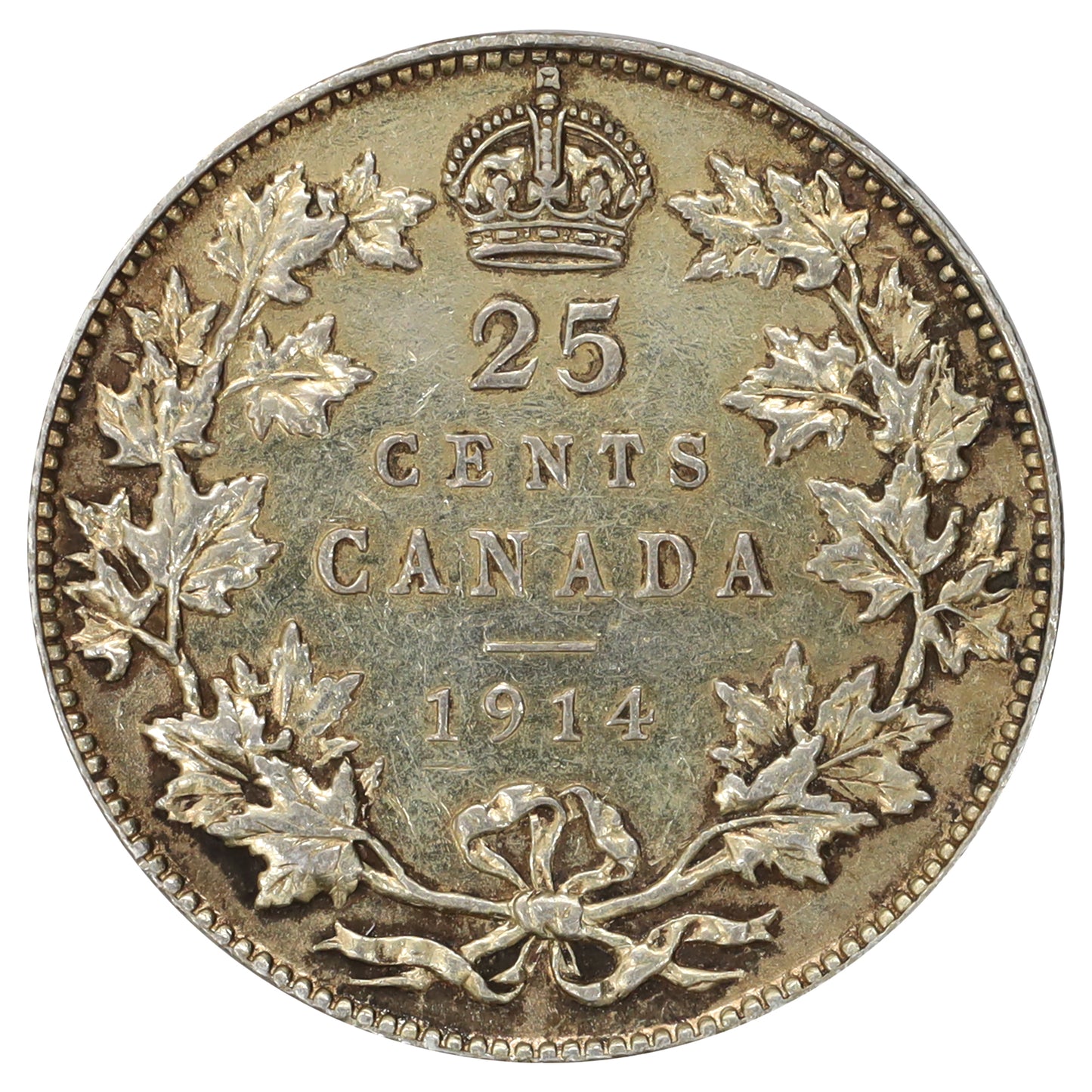 1914 Canada 25-cents Extra Fine (EF40) Scratched, marks, or impaired