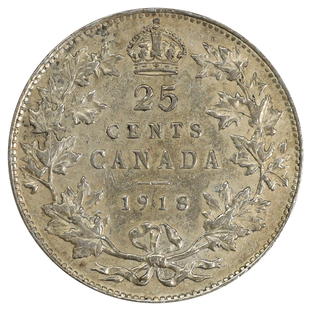 1918 Canada 25-cents VF-EF (VF30) Scratched, marks, or impaired