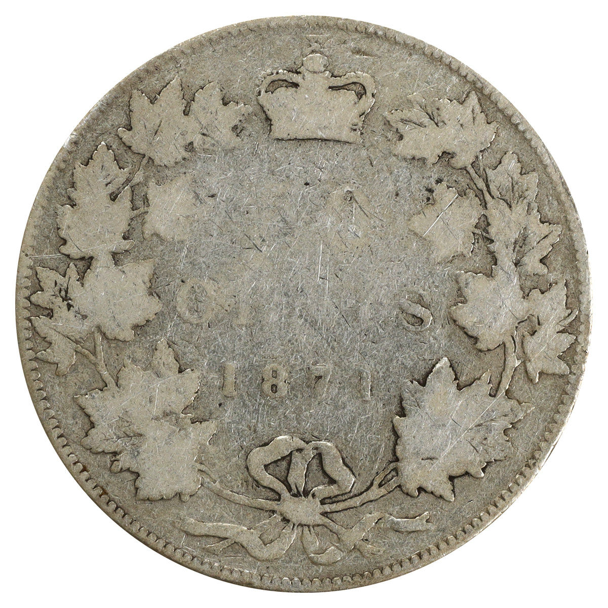 1871 Canada 50-cents About Good (AG3) Scratched, marks, or impaired