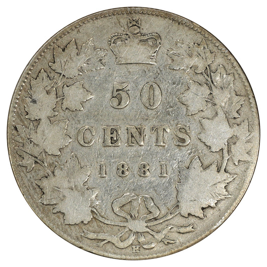 1881H Canada 50-cents VG-F (VG10) Scratched, marks, or impaired