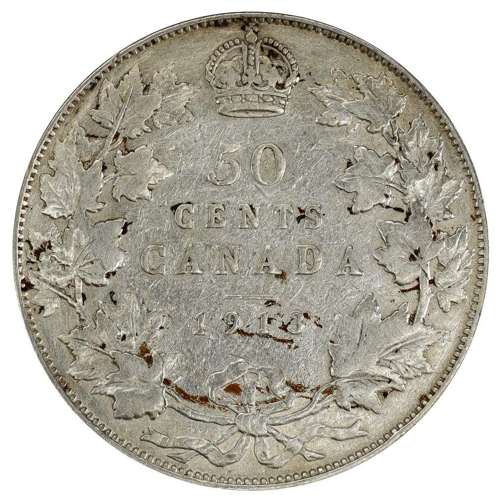 1913 Canada 50-cents VG-F (VG10) Scratched, marks, or impaired