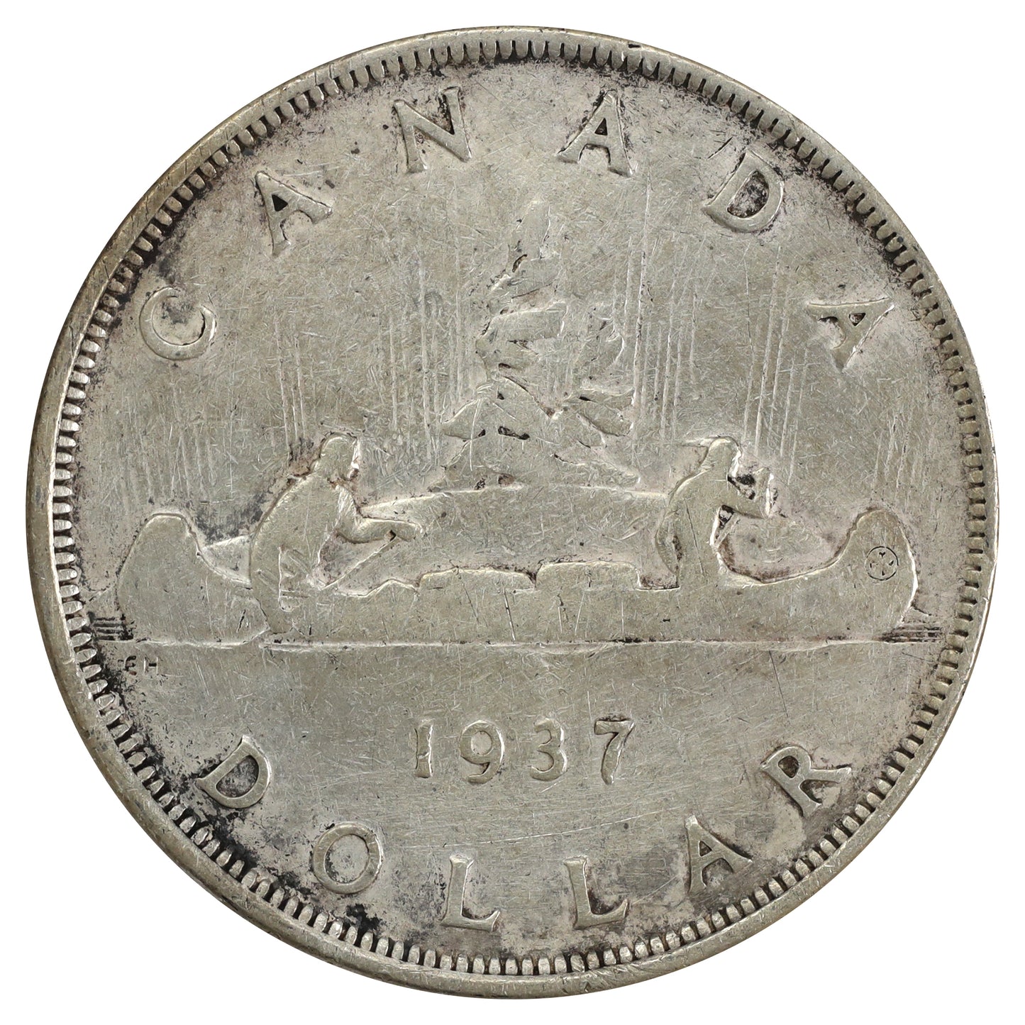 1937 Canada Dollar Circulated (Scratched, marks, or impaired)