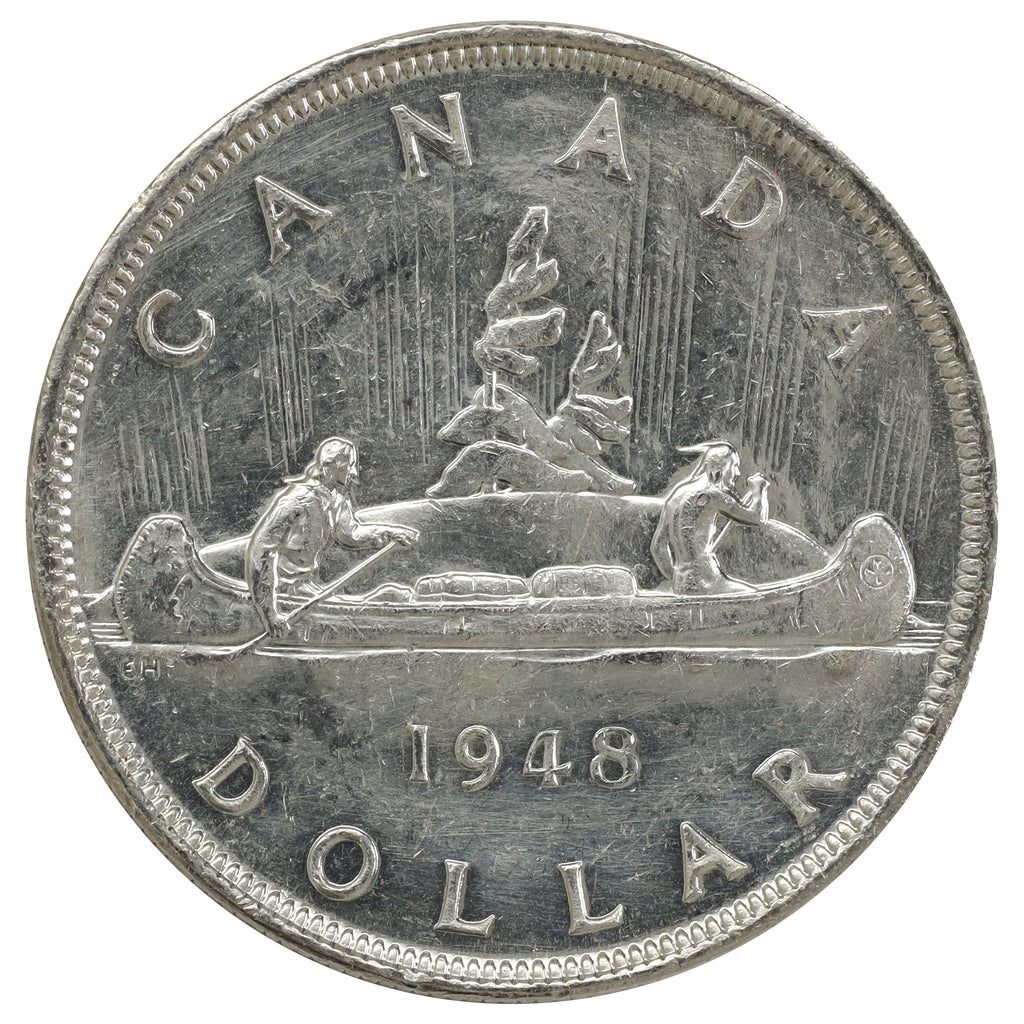 1948 Canada Dollar AU-UNC (AU55) Scratched, marks, or impaired
