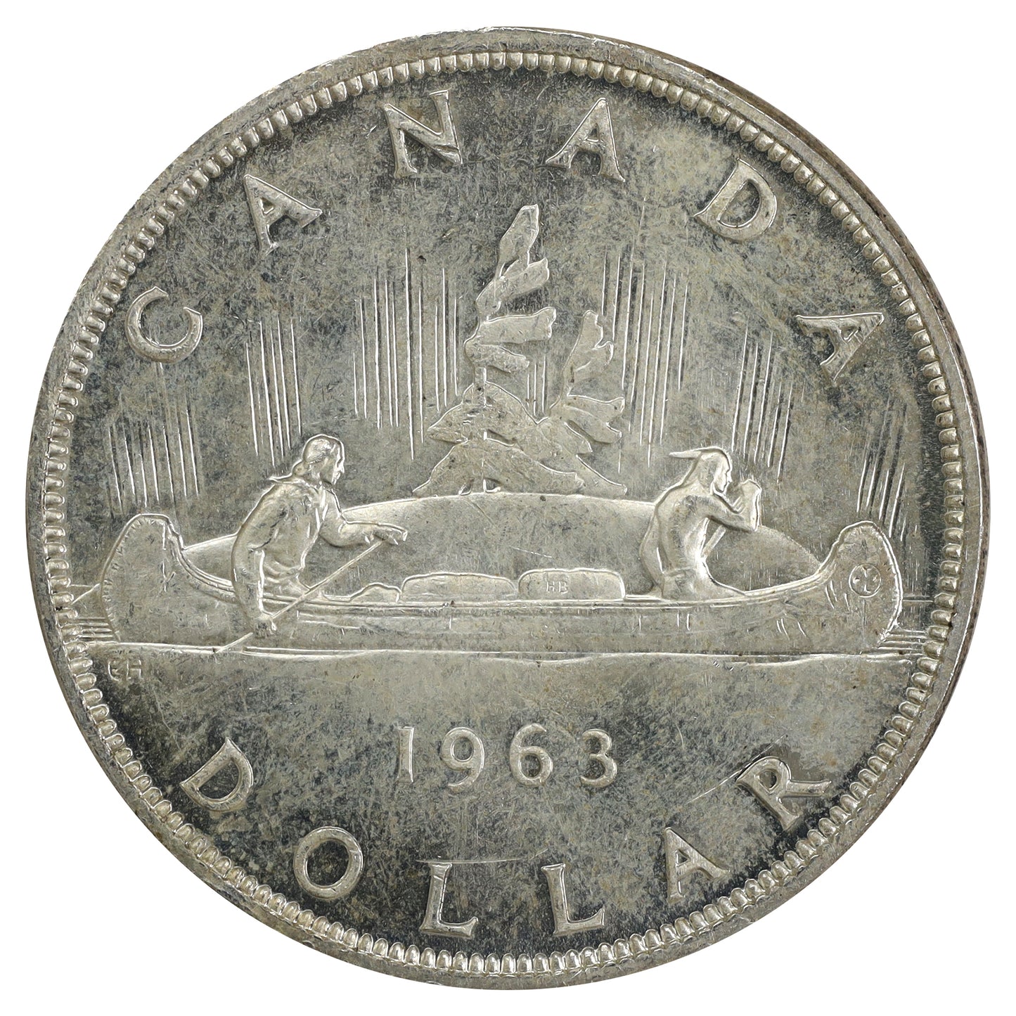 1963 Canada Dollar Brilliant Uncirculated (MS63) Scratched, marks, or impaired