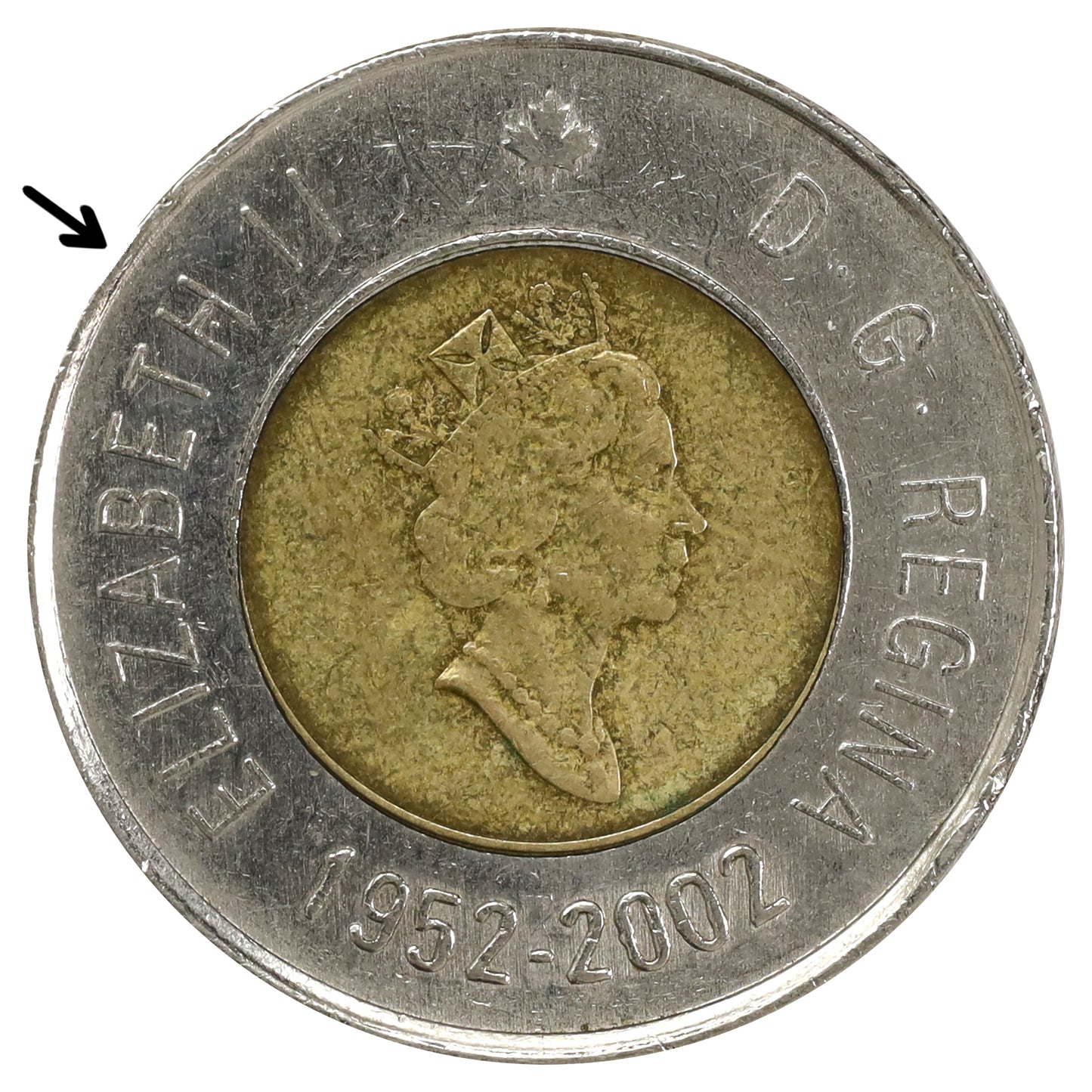 2002 Dot in H Canada Two Dollar Circulated (DOD)