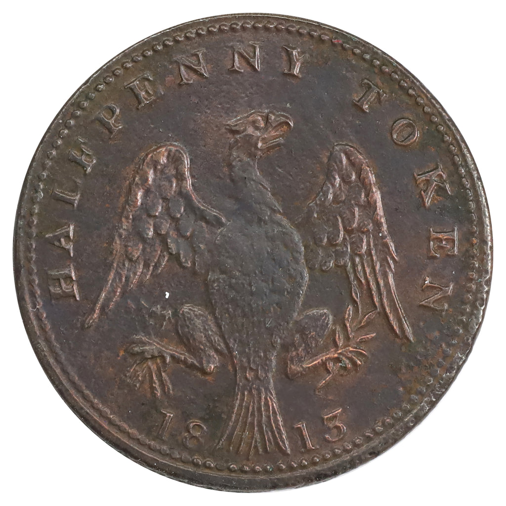 LC-54A 1813 Lower Canada Spread Eagle Halfpenny Token Very Fine (VF20) Old Cleaning