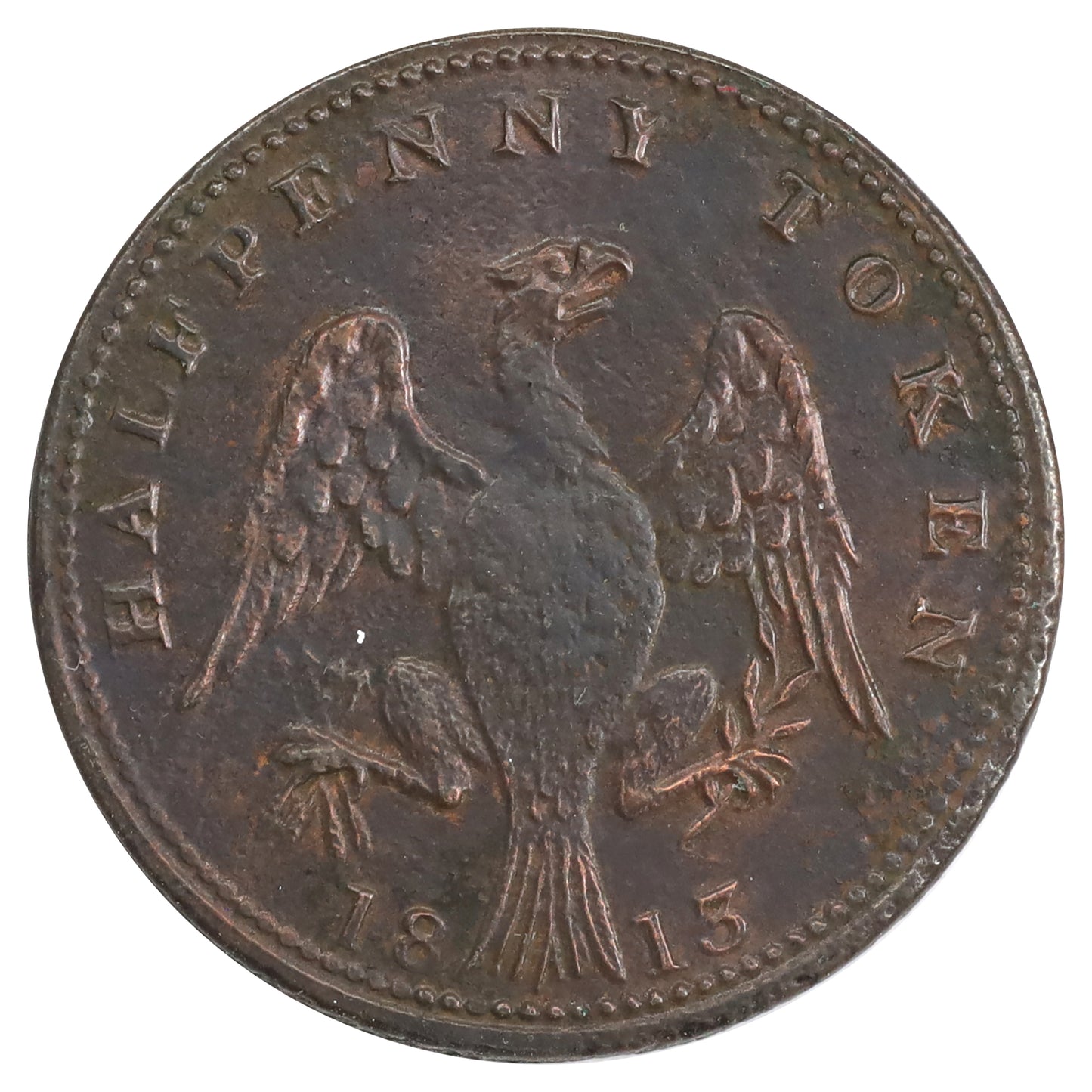 LC-54A 1813 Lower Canada Spread Eagle Halfpenny Token Very Fine (VF20) Old Cleaning