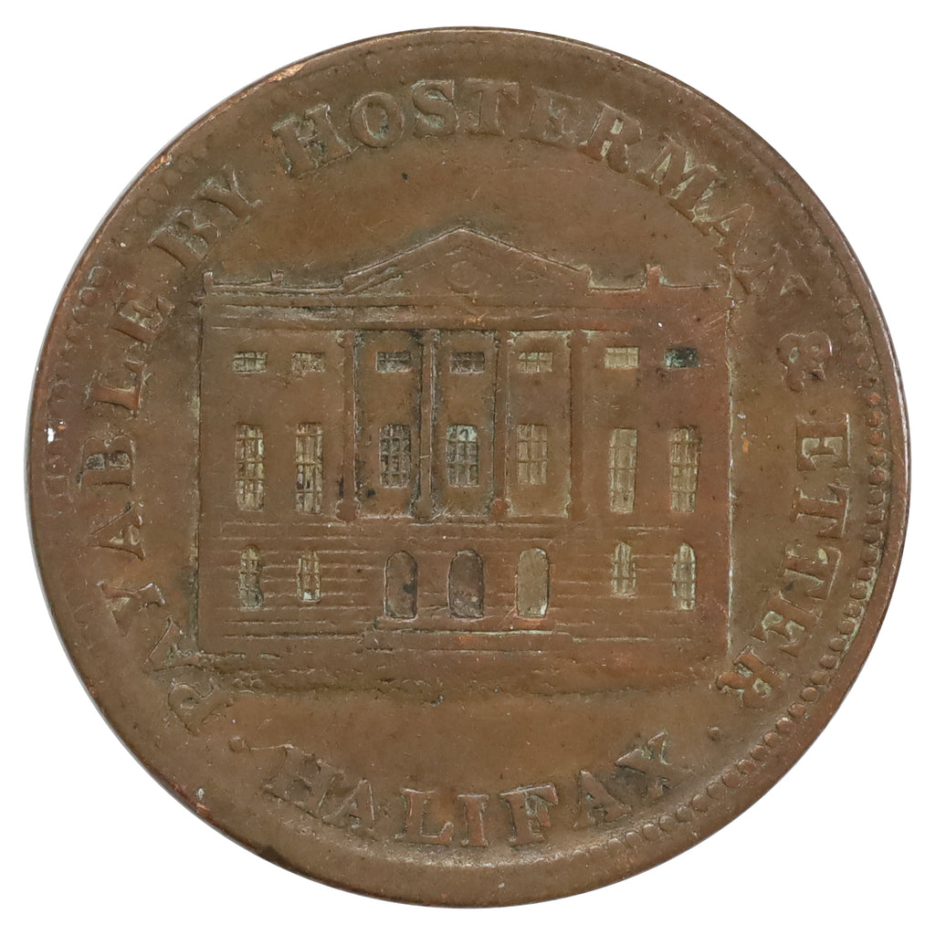 NS-10A 1813 Nova Scotia Hosterman & Etter Halifax Halfpenny Token Fine (F12) Cleaned