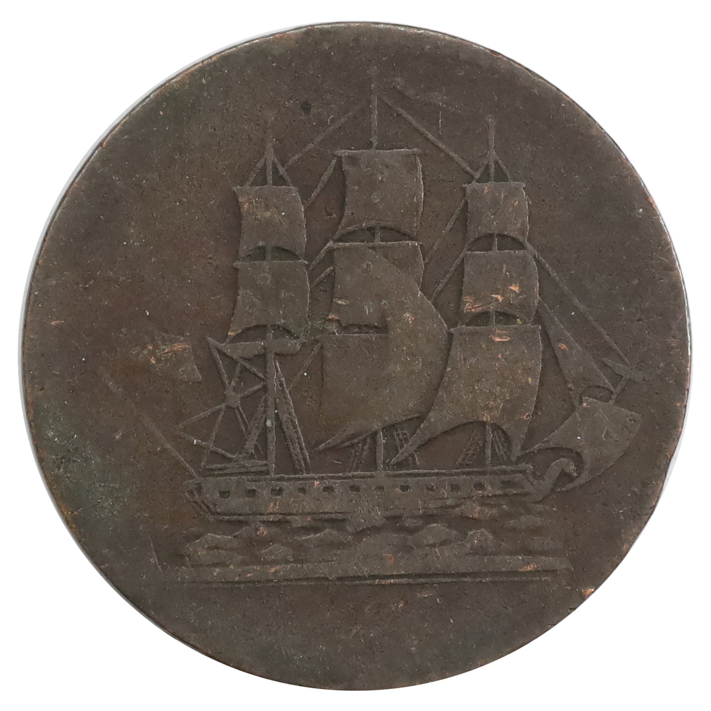 PE-10-2 1829 PEI Ships, Colonies & Commerce Token Very Good (VG8) Weak Strike