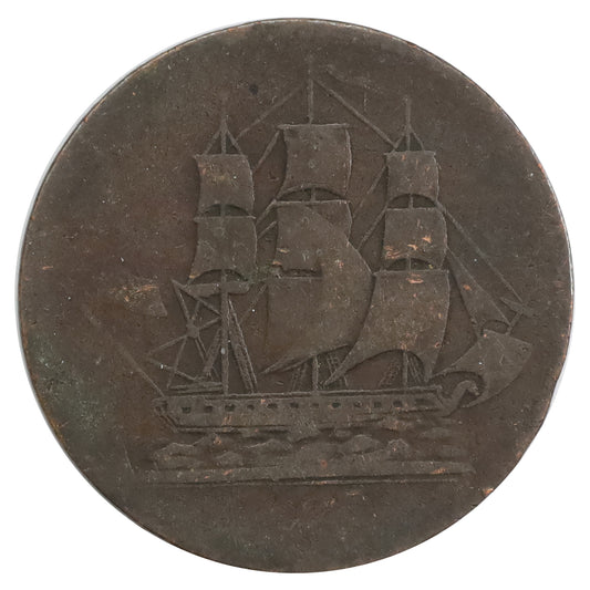 PE-10-2 1829 PEI Ships, Colonies & Commerce Token Very Good (VG8) Weak Strike