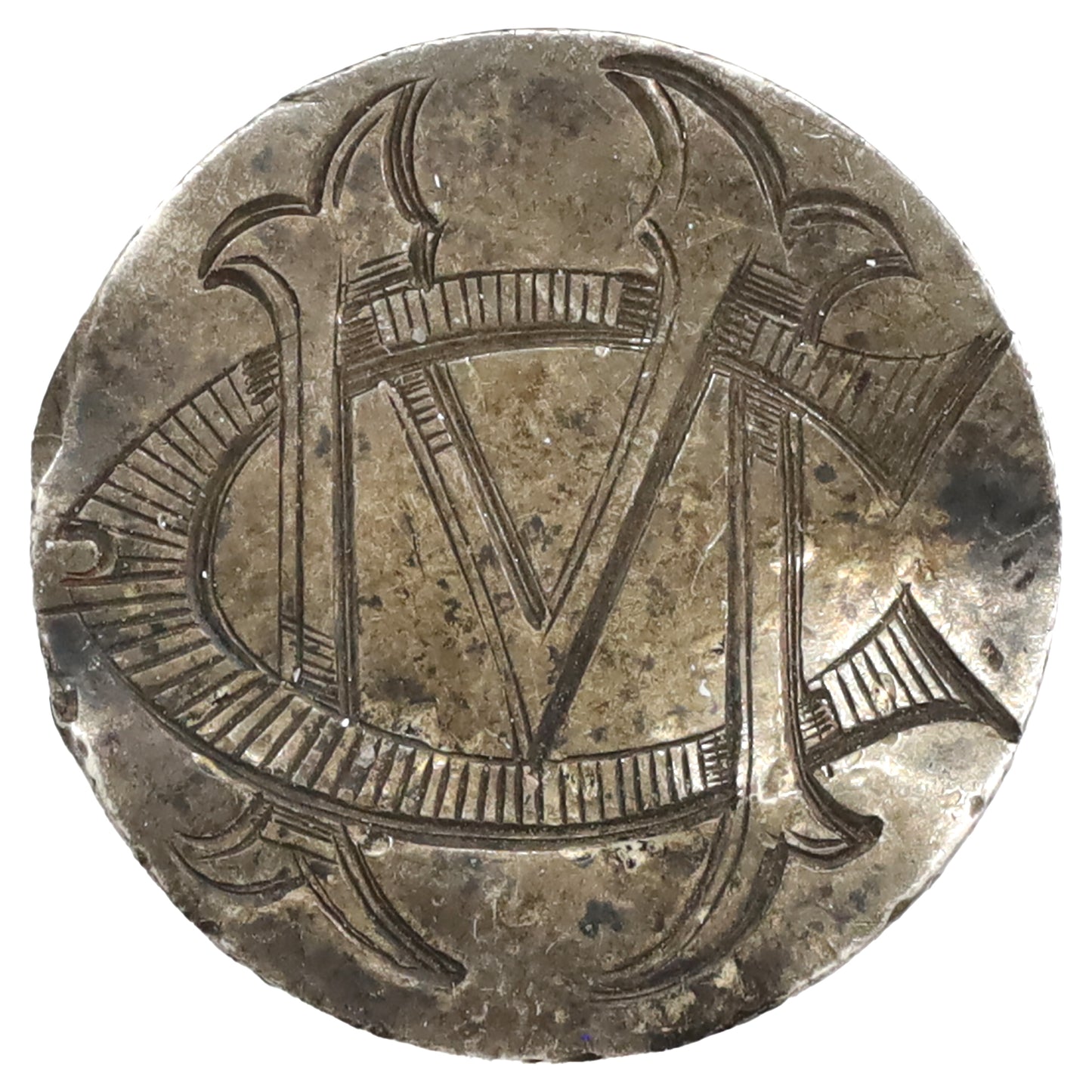 Love Token Struck on Canadian Victorian Dime: "CM"